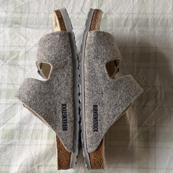 Birkenstock Soft Gray Wool Slippers - Picture 7 of 11